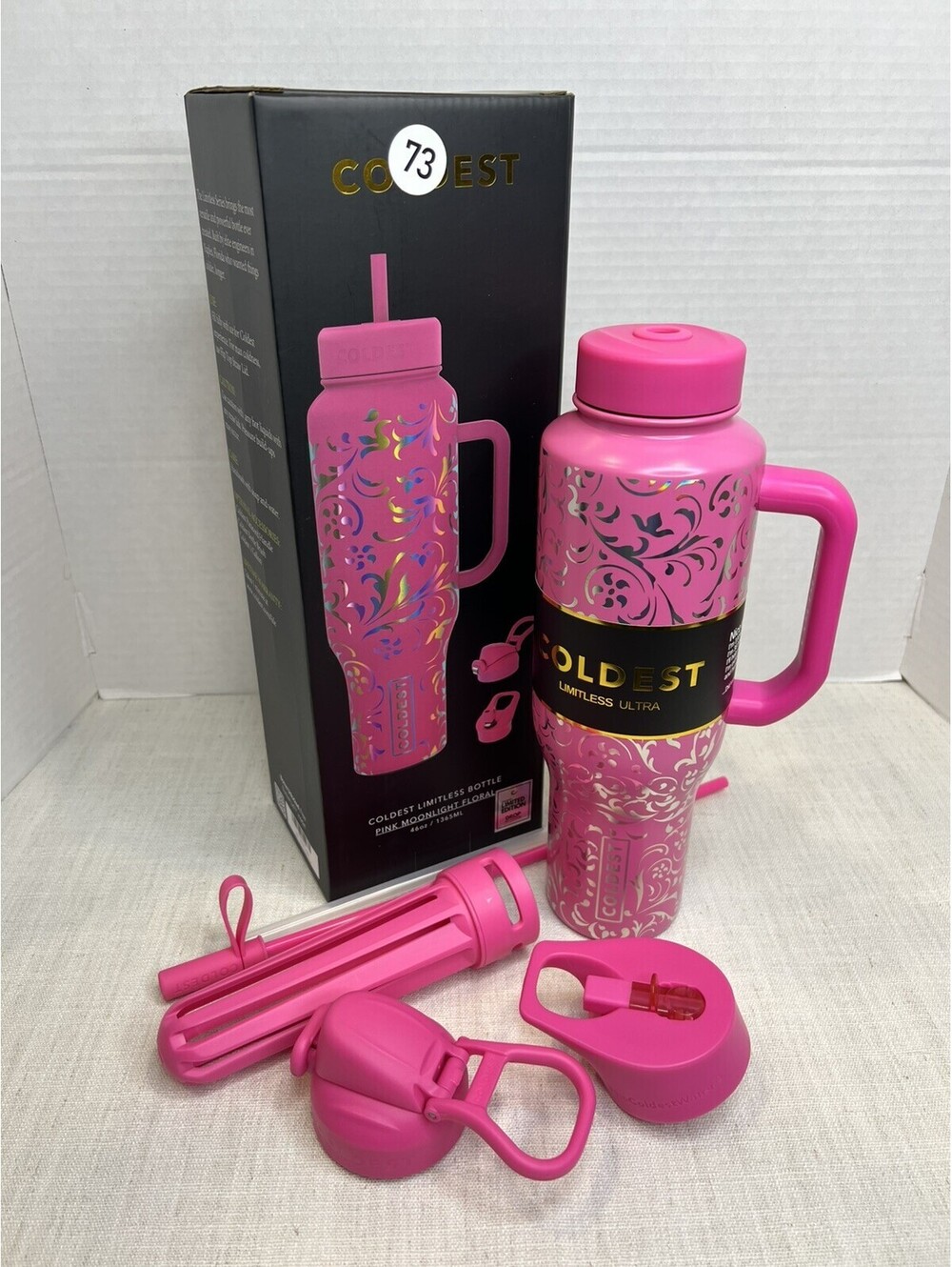 Coldest Limitless 46 Oz Pink Moonlight Floral Water Bottle